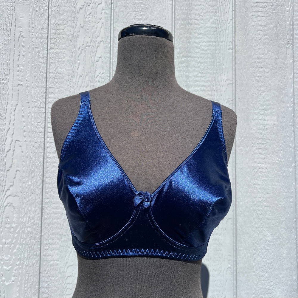 VTG The Woman Within Blue Liquid Satin Wireless Bra, 38C